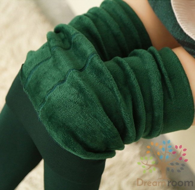 極暖！レディース 里起毛 厚手 レギンス 【K-017 モスグリーン/深緑】パンツ 防寒 秋冬 あったか スパッツ タイツ スキーウェアー インナー