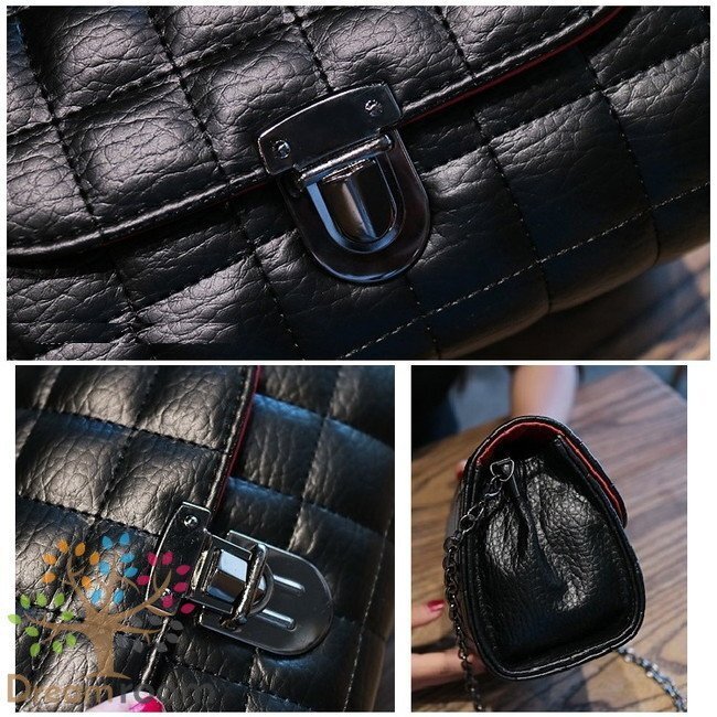 classic キルティングレザー チェーンBAG 【D型 グレー M】クラッチバッグ 革 ハンドバッグ 海外セレブ K-067-2