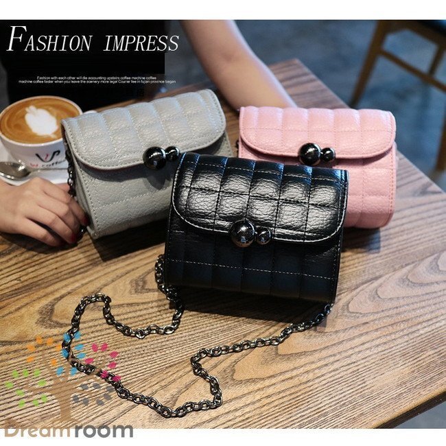 classic キルティングレザー チェーンBAG 【E型 ピンク S】クラッチバッグ 革 ハンドバッグ 海外セレブ K-067-6