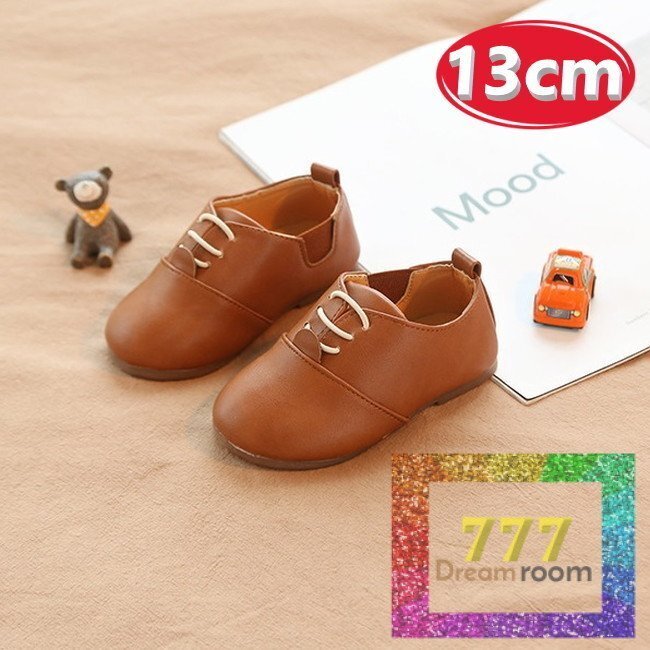 kids ポイント紐 レザーシューズ 【ブラウン 13cm】靴 フォーマル子供 ベビー 合皮