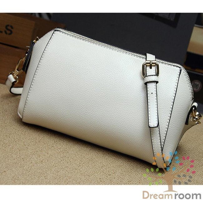 classic ドラム型 ショルダーBAG 【ホワイト】革 ハンドバッグ ショルダー チェーン 海外セレブ K-071-1