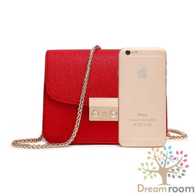 Happycolor レザークラッチバッグ BAG 【ピンク】革 ハンドバッグ ショルダー チェーン 海外セレブ K-069-6