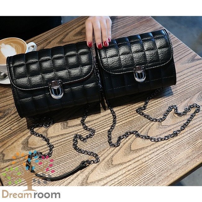 classic キルティングレザー チェーンBAG 【D型 ブラック S】クラッチバッグ 革 ハンドバッグ 海外セレブ K-067-1