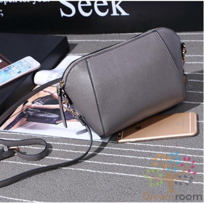 classic シェル ステッチBAG 【ライトグレー】革 ハンドバッグ ショルダー チェーン 海外セレブ K-072-2