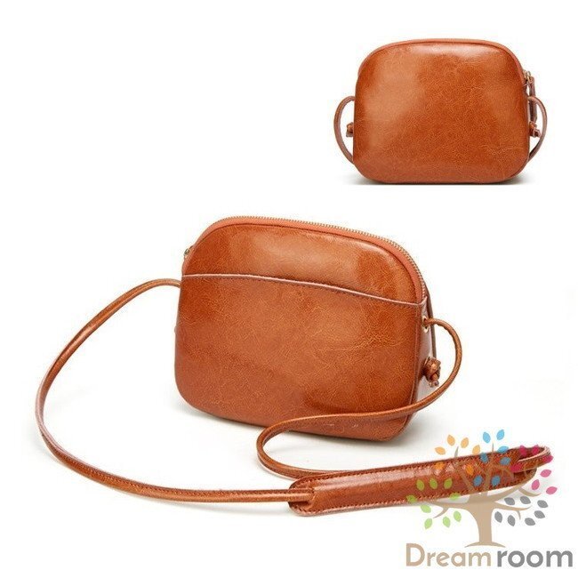 classic ミニラウンド ショルダーBAG 【ブラウン】革 ハンドバッグ ショルダー チェーン 海外セレブ K-070-3