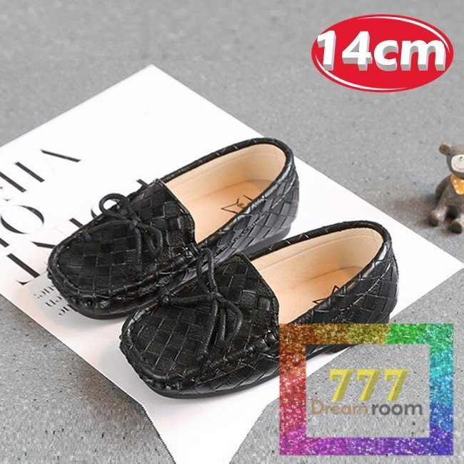 kids イントレチャート リボンローファー シューズ 【ブラック 14cm】靴 フォーマル 編み込み 合皮 入學(xué)式 レザー