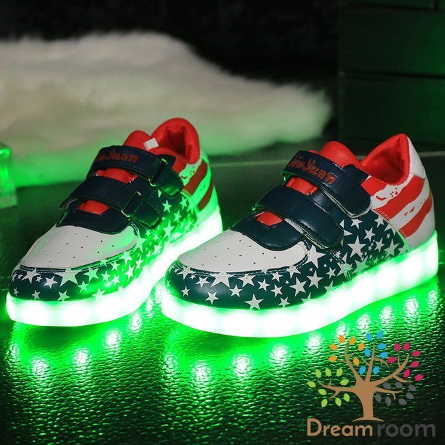 kids 7色に光る☆LED ライトアップ スニーカー 【アメリカン 18.5cm】 韓國子供服 キッズ シューズ 子供用 男女