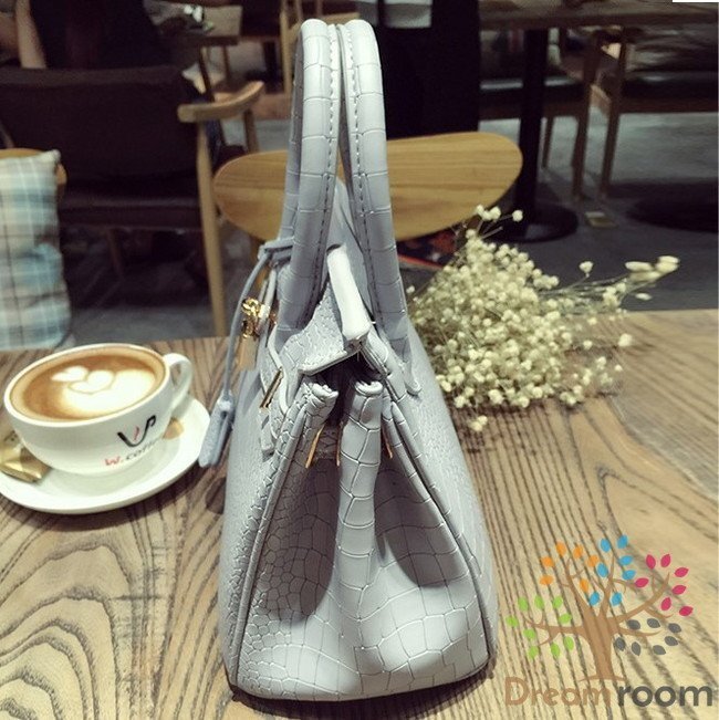 高品質(zhì)PU レザー クロコ型押し 2way ハンドバッグ ショルダー BAG【ブラックL 30cm】 K-103-2