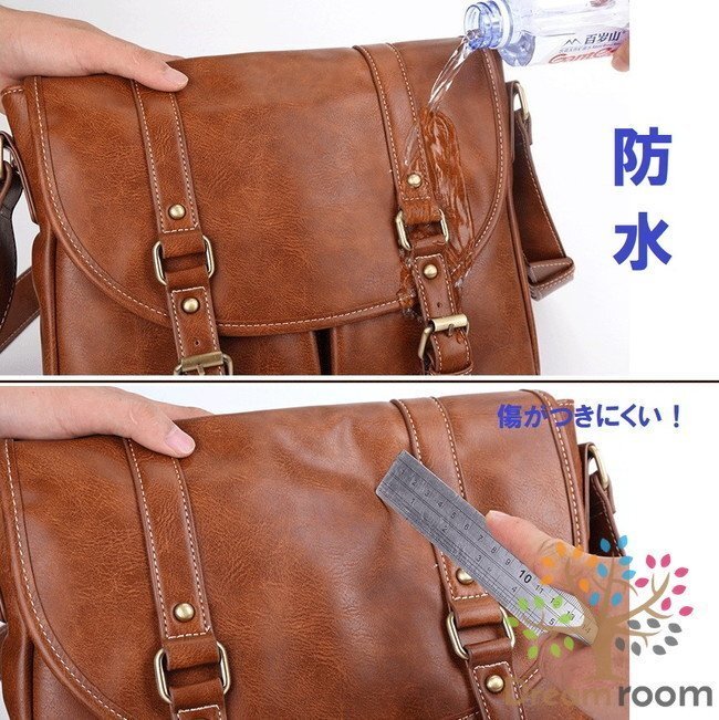 大容量 men's ショルダーバッグ PCバッグ ビジネス BAG 【ブラウン】 防水 旅行 通學(xué) 通勤 パソコン K-098-2