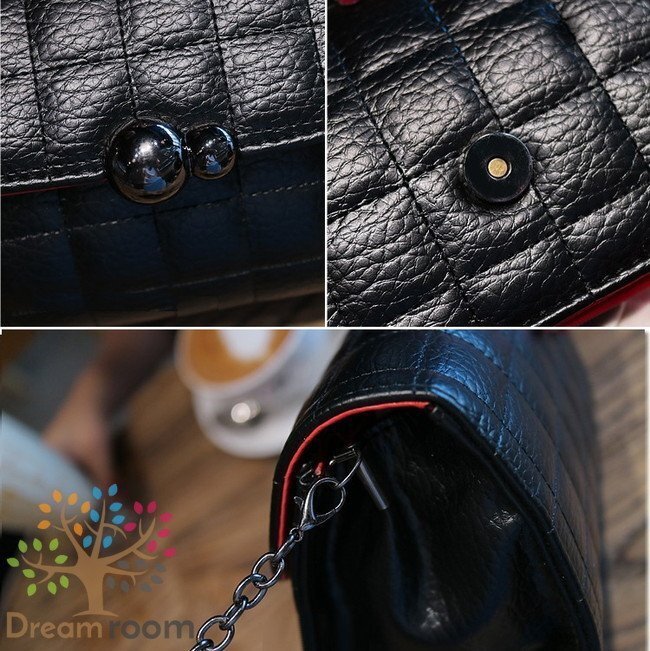 classic キルティングレザー チェーンBAG 【E型 グレー M】クラッチバッグ 革 ハンドバッグ 海外セレブ K-067-5