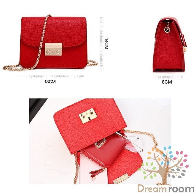 Happycolor レザークラッチバッグ BAG 【ピンク】革 ハンドバッグ ショルダー チェーン 海外セレブ K-069-6