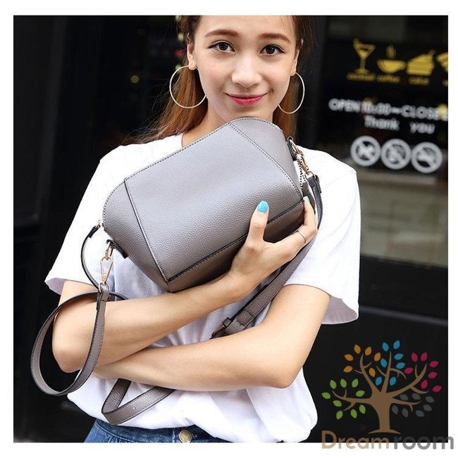 classic シェル ステッチBAG 【ライトグレー】革 ハンドバッグ ショルダー チェーン 海外セレブ K-072-2