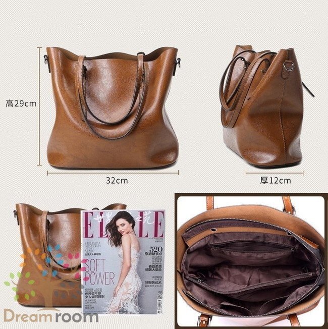 防水 classic 大きめ レザー トートBAG【レッド】ハンドバッグ ショルダーバッグ 本革 K-060-2