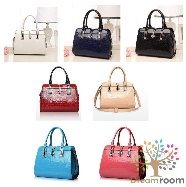 高級(jí)素材 クロコ 型押し ボストン型 2way ショルダー ハンドバッグ BAG【ホワイト】海外セレブ ボストンバッグ K-100-1
