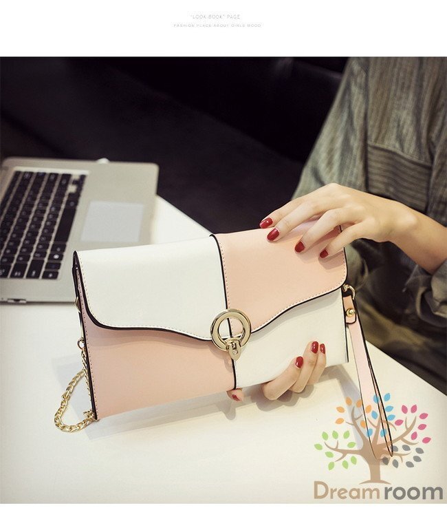  Contrast one плечо сцепление BAG [ розовый × белый ] кожа кожа ручная сумочка за границей Celeb K-079-2