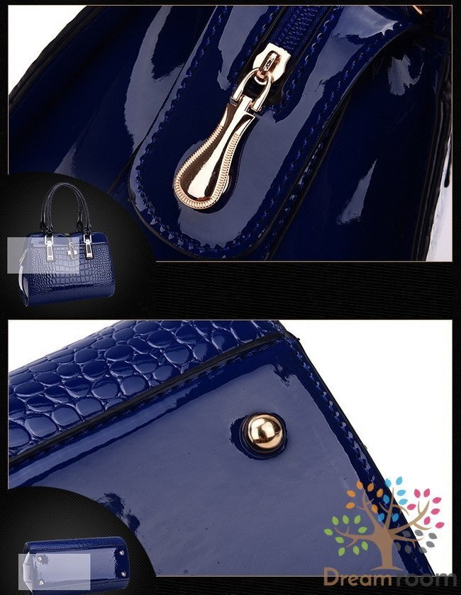 高級素材 クロコ 型押し ボストン型 2way ショルダー ハンドバッグ BAG【ホワイト】海外セレブ ボストンバッグ K-100-1