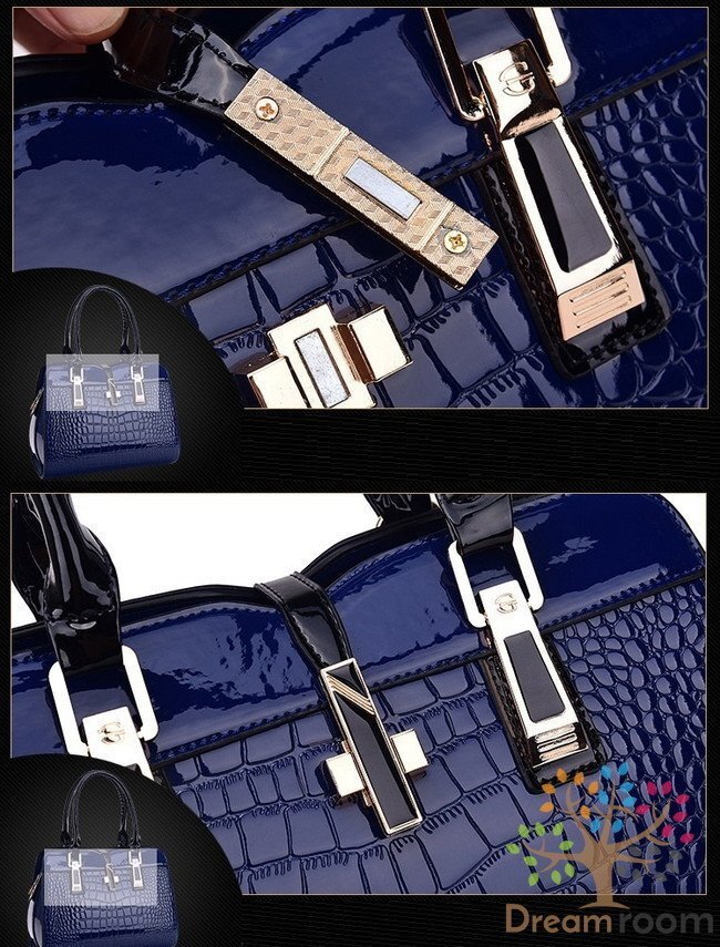 高級素材 クロコ 型押し ボストン型 2way ショルダー ハンドバッグ BAG【ホワイト】海外セレブ ボストンバッグ K-100-1