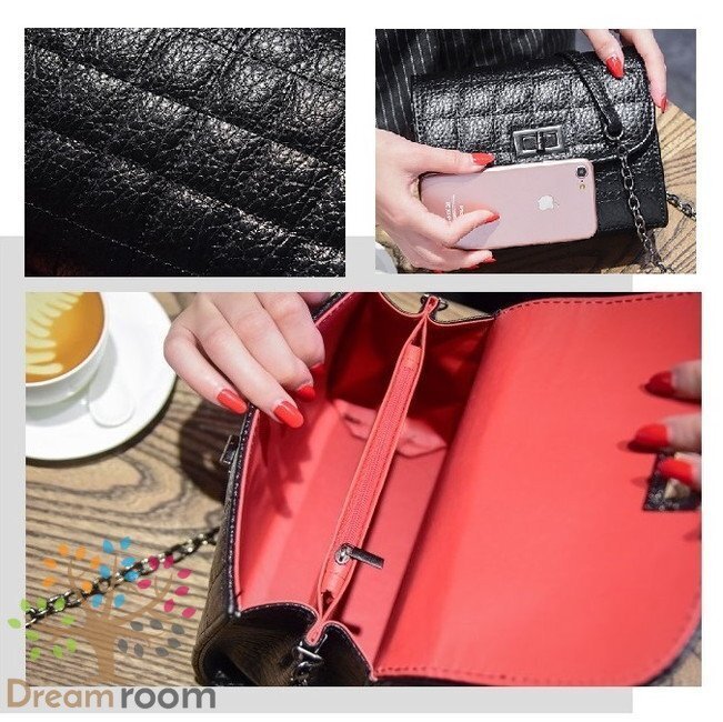 classic キルティングレザー チェーンBAG 【A型 グレー M】クラッチバッグ 革 ハンドバッグ 海外セレブ K-066-2