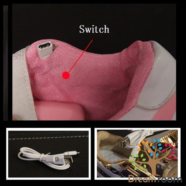 kids 7色に光る☆LED ライトアップ スニーカー 【ピンクスター 19.5cm】 韓國子供服 キッズ シューズ 子供用 男女