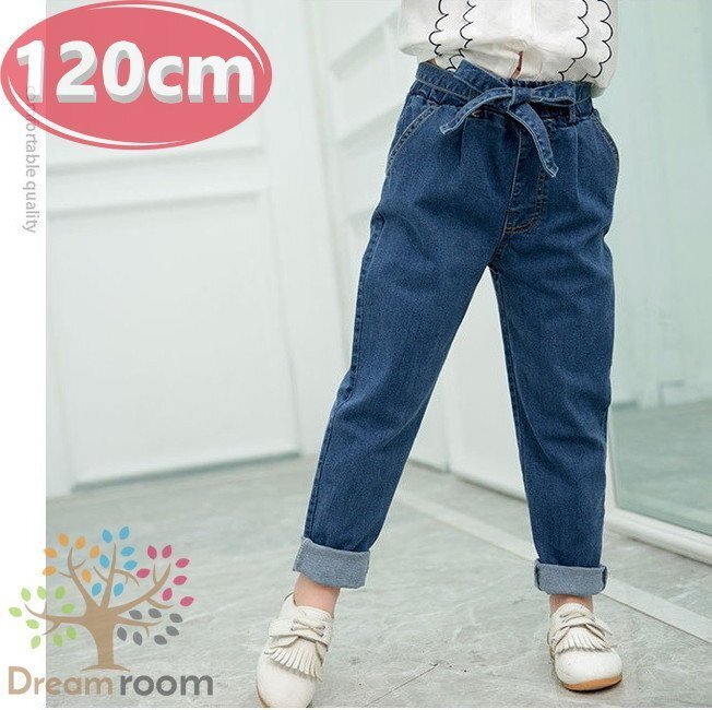 [120cm] roll выше высокий талия Denim брюки ребенок одежда девочка мужчина boys Denim Корея ребенок одежда 
