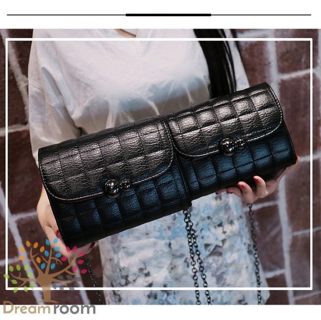 classic キルティングレザー チェーンBAG 【E型 ブラック S】クラッチバッグ 革 ハンドバッグ 海外セレブ K-067-4