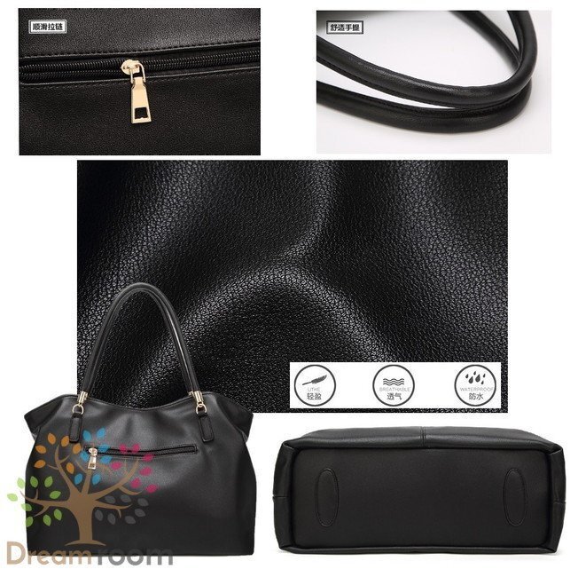 classic チャーム付 大きめ トートBAG【ブラック】ハンドバッグ ショルダーバッグ 防水 K-061-3