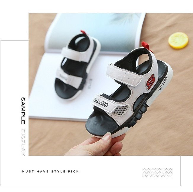 kids 滑り止め付き！ポイントロゴ スポーティー サンダル 【ホワイト 22cm】 韓國(guó)子供服 キッズ ビーチサンダル 子供用 女の子