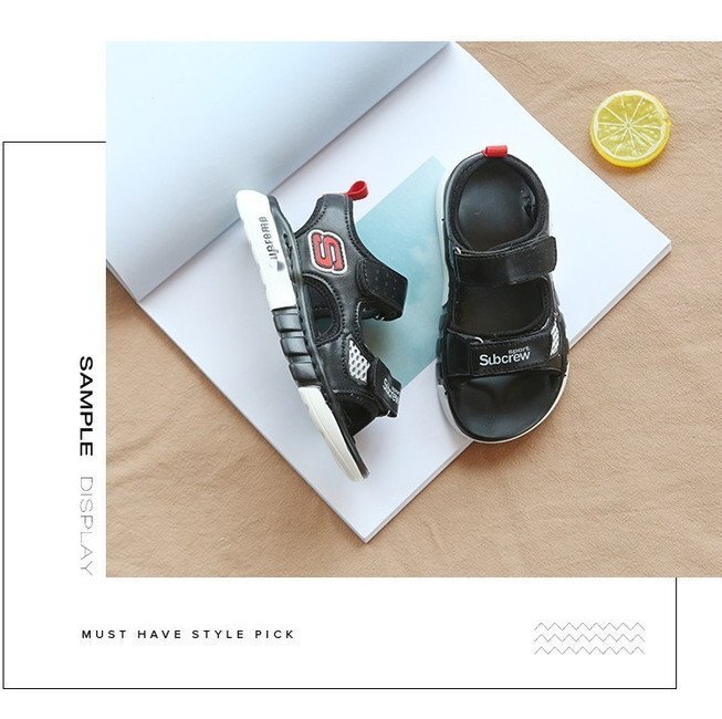 kids 滑り止め付き！ポイントロゴ スポーティー サンダル 【ブラック 20cm】 韓國(guó)子供服 キッズ ビーチサンダル 子供用 女の子