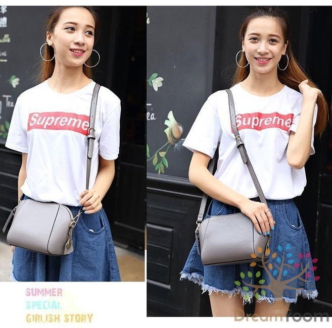 classic シェル ステッチBAG 【ライトグレー】革 ハンドバッグ ショルダー チェーン 海外セレブ K-072-2