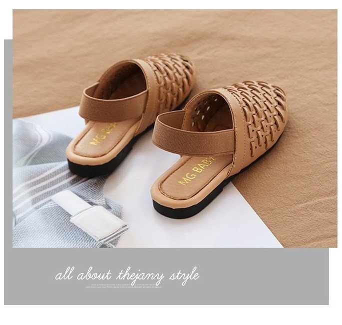 summer メッシュ編み込み スリッポン 【キャメル 19cm】 韓國(guó)子供服 キッズ ビーチサンダル 子供用 女の子