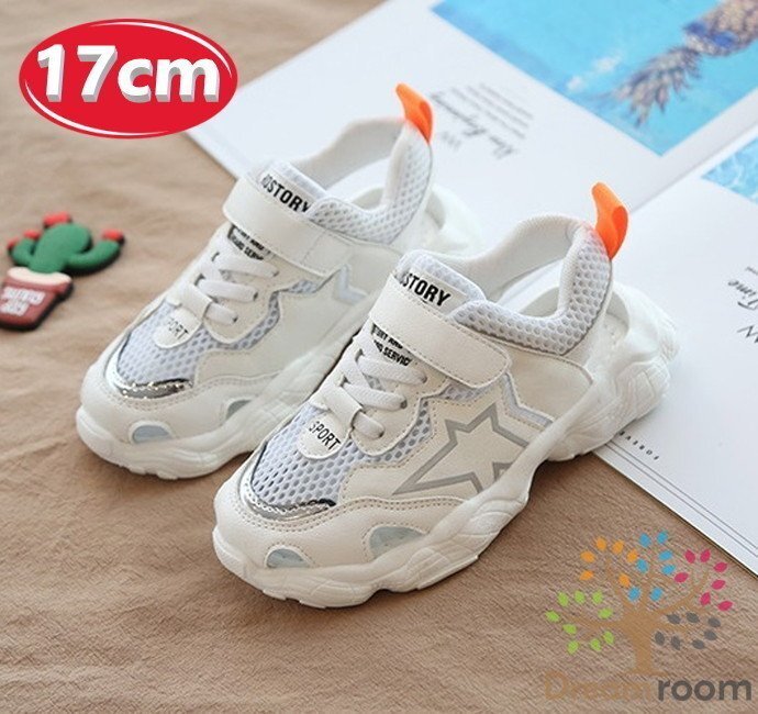kids 滑り止め付き！メッシュ スニーカーサンダル 【ホワイト 17cm】 韓國子供服 キッズ ビーチサンダル 子供用 女の子