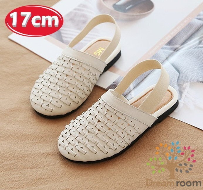 summer メッシュ編み込み スリッポン 【ホワイト 17cm】 韓國子供服 キッズ ビーチサンダル 子供用 女の子