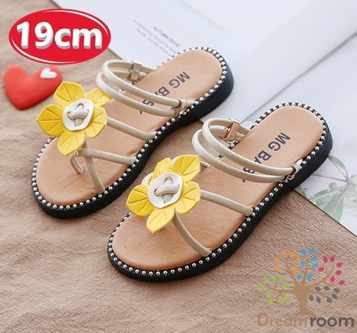summer サンダル Flowerデザイン 【ホワイト 19cm】 韓國(guó)子供服 キッズ ビーチサンダル フォーマル 女の子