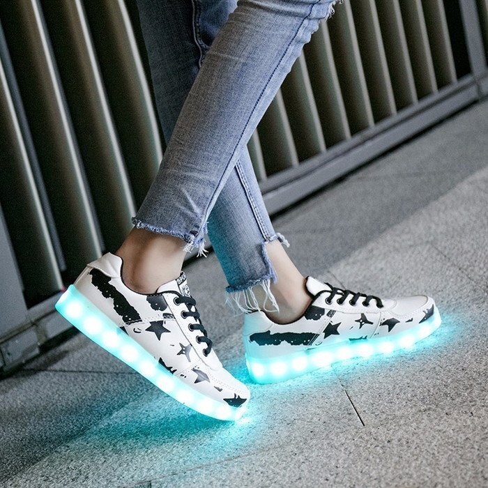 7色に光る☆LED ライトアップスニーカー ユニオンジャック柄 國旗 【ブラック 20cm】夜間 交通事故防止 反射材 ジョギング 自転車