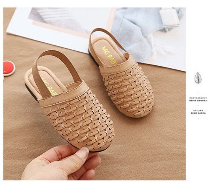summer メッシュ編み込み スリッポン 【キャメル 19cm】 韓國(guó)子供服 キッズ ビーチサンダル 子供用 女の子