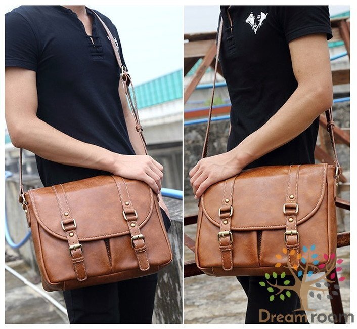大容量 men's ショルダーバッグ PCバッグ ビジネス BAG 【ブラウン】 防水 旅行 通學(xué) 通勤 パソコン K-098-2