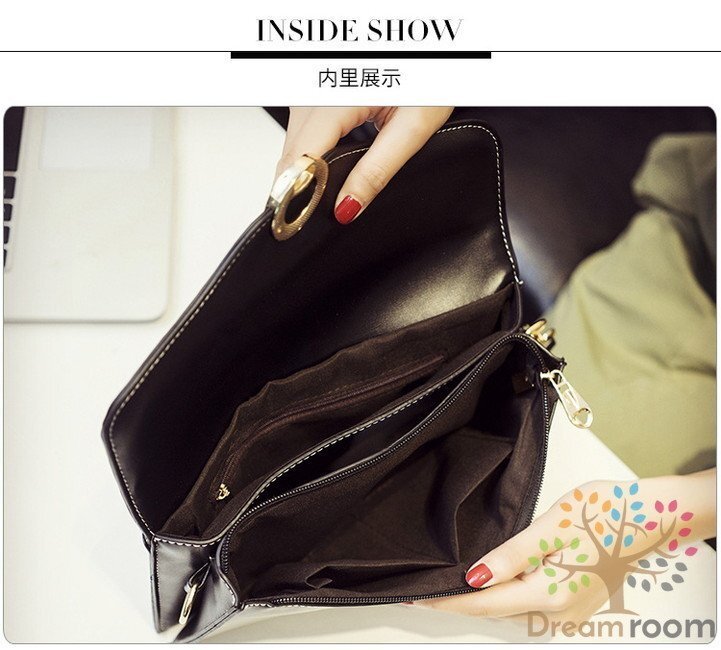 コントラスト ワンショルダー クラッチBAG 【グレー×ホワイト】革 レザー ハンドバッグ 海外セレブ K-079-3
