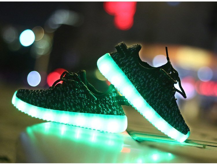 kids 7色に光る☆LED ライトアップ MIXツイードスニーカー 靴紐type 【ブラック 21.5cm】 韓國(guó)子供服 キッズ シューズ 子供用 男女