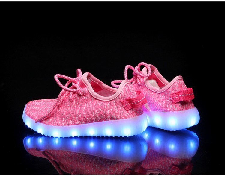 7色に光る☆LED ライトアップ MIXツイードスニーカー 靴紐type 【ピンク 23.5cm】レディース メンズ ユニセックス