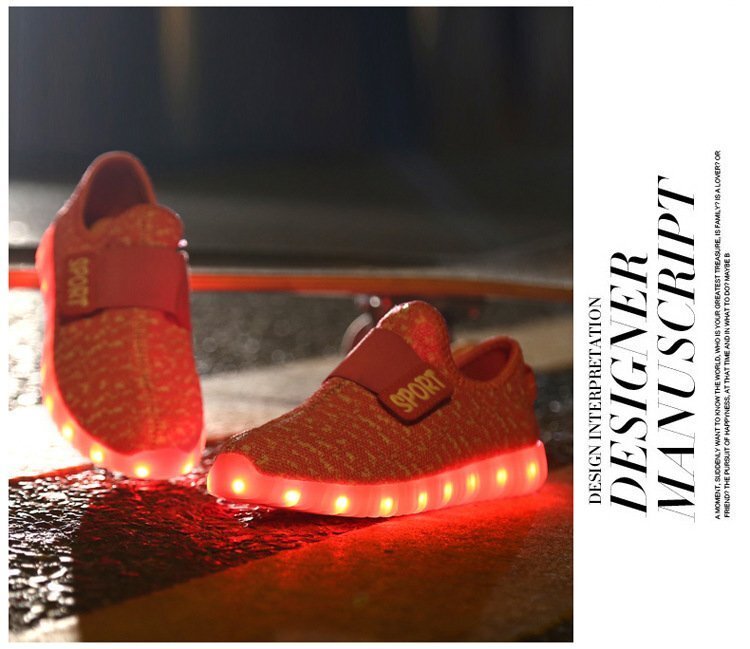 kids 7色に光る☆LED ライトアップ MIXツイードスニーカー 【ピンク 22cm】 韓國(guó)子供服 キッズ シューズ 子供用 男女