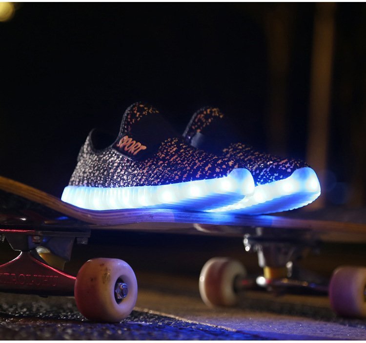 kids 7色に光る☆LED ライトアップ MIXツイードスニーカー 【ブラック 17.5cm】 韓國子供服 キッズ シューズ 子供用 男女