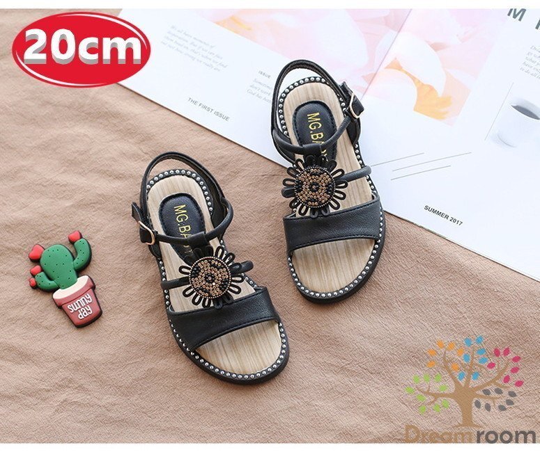 kids バックル リゾートサンダル 【ブラック 20cm】 韓國子供服 キッズ ビーチサンダル 子供用 女の子