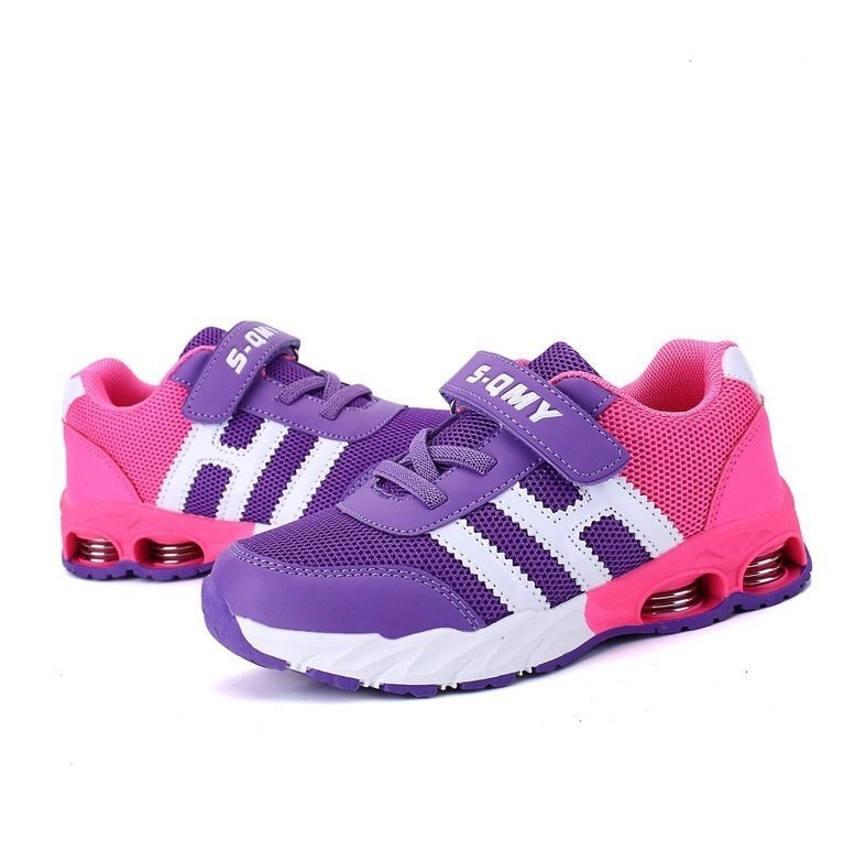 kids 沖撃吸収機能！通気性◎メッシュスニーカー 運動靴 【ピンク×紫 18.5cm】 韓國子供服 キッズ シューズ 子供用 男女