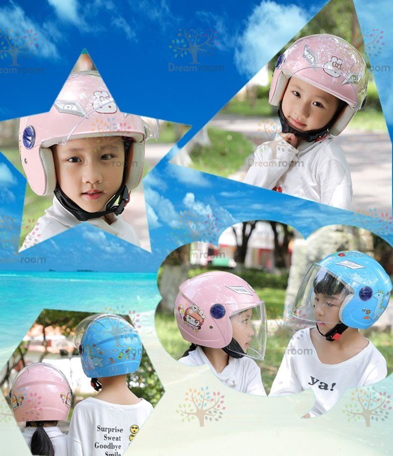 KIDS ヘルメット スモークシールド付 女の子 男の子 軽量型 【F-129-02】自転車 スケート バイク スキー 子供用 幼児