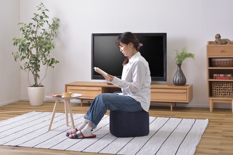 ミニ　ビーズクッション 【ネイビー】 ポリエステル ※マイクロビーズ使用