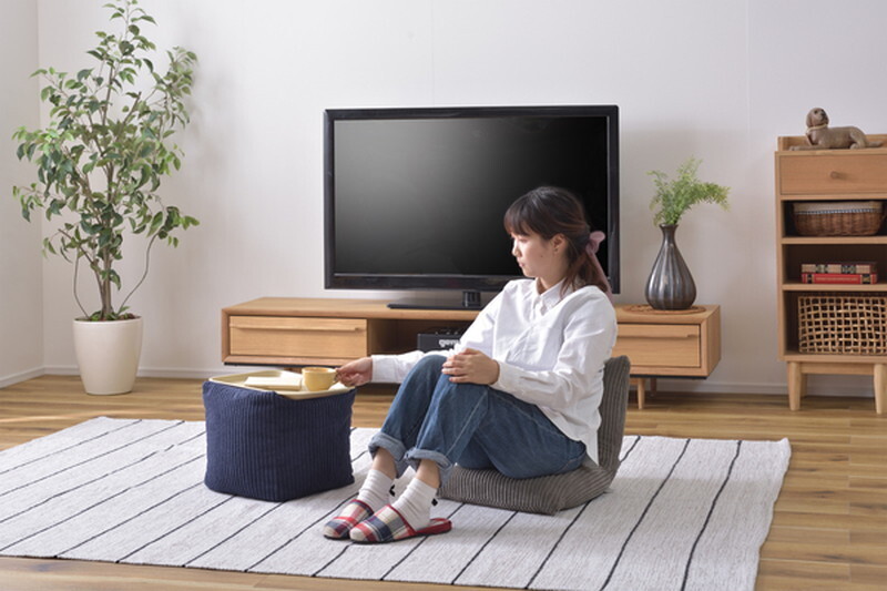 ミニ　ビーズクッション 【ネイビー】 ポリエステル ※マイクロビーズ使用