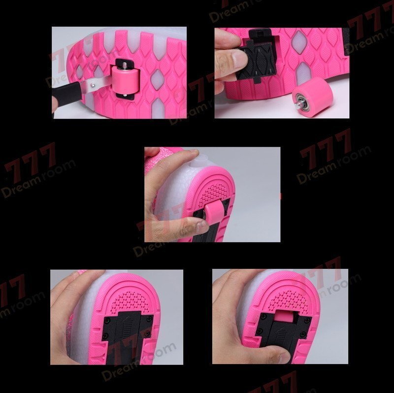 光る☆LED ライトアップスニーカー&ローラーシューズ 一體型 【K-375ブラック 22cm】夜間 スケート靴 反射材 ジョギング 自転車