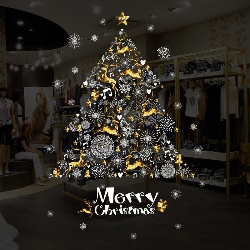 Xmas ウォールステッカー 【BIG クリスマスツリー 】 インテリア モダン ガラス 窓 ショーウィンドウ 剝がせるシール