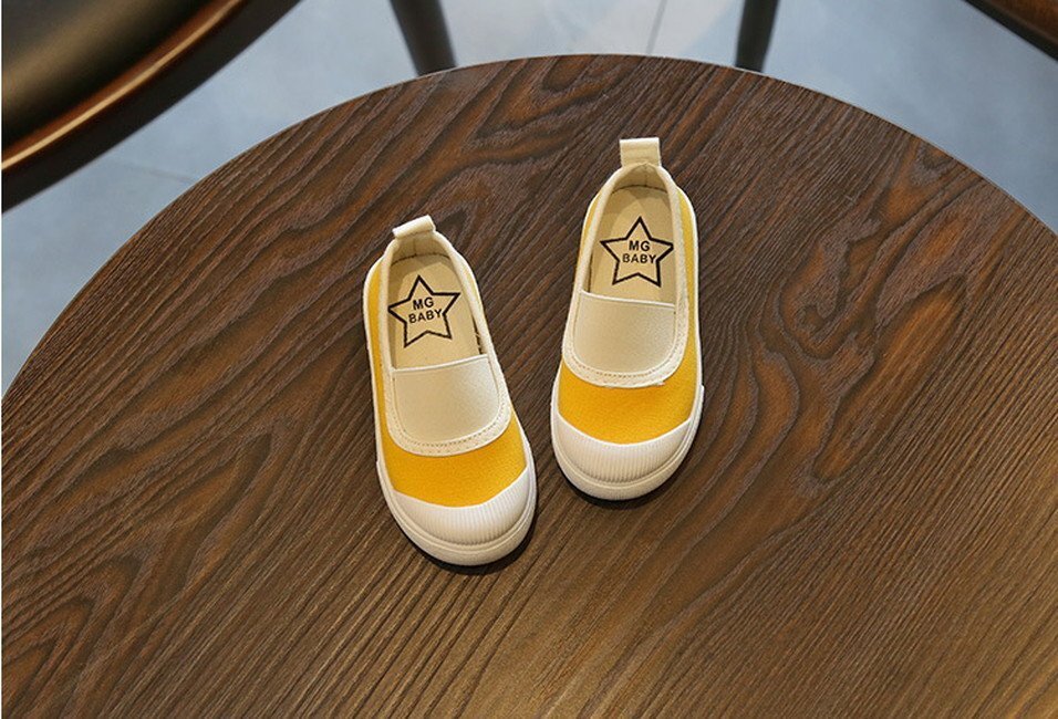 kids 上履きデザイン シンプルシューズ 【イエロー 13cm】靴 子供 ベビー 室內(nèi) 屋外 兼用 體育館シューズ 運動靴