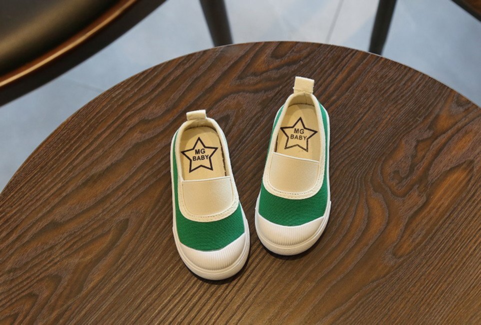 kids 上履きデザイン シンプルシューズ 【グリーン 13cm】靴 子供 ベビー 室內(nèi) 屋外 兼用 體育館シューズ 運動靴